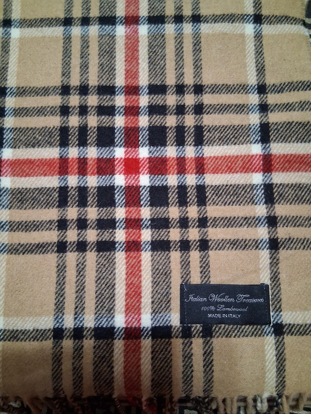 tartan plaid 100% Lambswool Italian Woollen Treasures winter neck scarf, Fringes